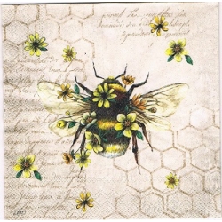 Serwetka -3303- MINI 25x25 cm /  pszczoła, królowa  /  wzór 4 krotny